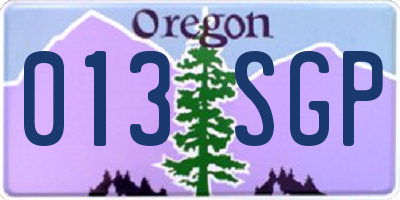 OR license plate 013SGP