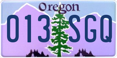 OR license plate 013SGQ