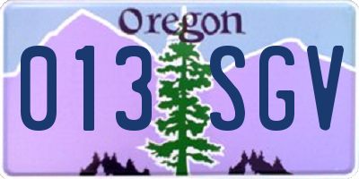 OR license plate 013SGV