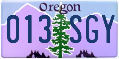 OR license plate 013SGY