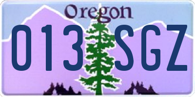 OR license plate 013SGZ