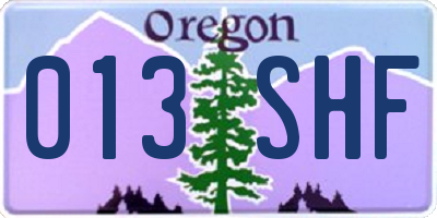 OR license plate 013SHF