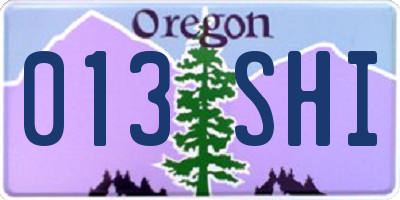 OR license plate 013SHI