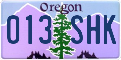 OR license plate 013SHK