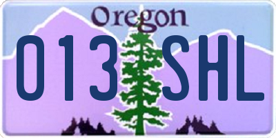 OR license plate 013SHL