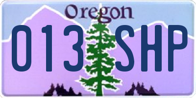 OR license plate 013SHP