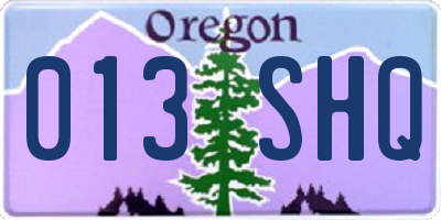 OR license plate 013SHQ