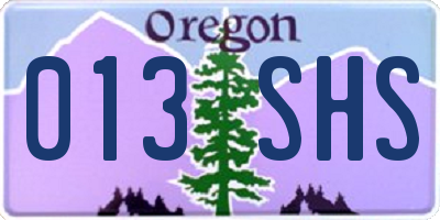 OR license plate 013SHS