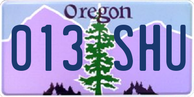 OR license plate 013SHU