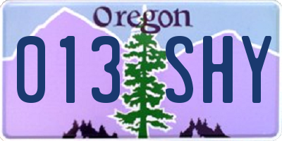 OR license plate 013SHY