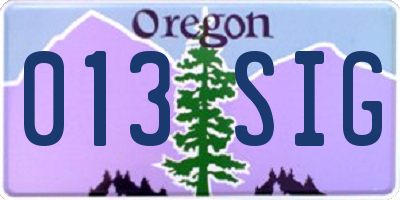 OR license plate 013SIG