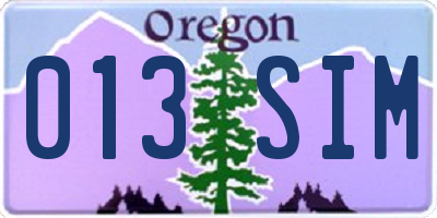 OR license plate 013SIM