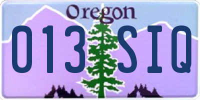 OR license plate 013SIQ