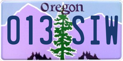 OR license plate 013SIW