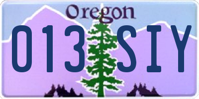 OR license plate 013SIY