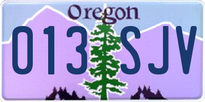 OR license plate 013SJV