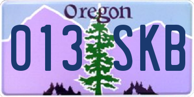 OR license plate 013SKB