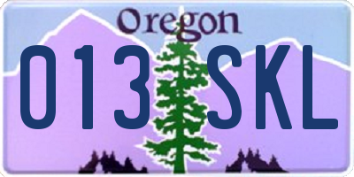 OR license plate 013SKL