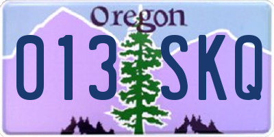 OR license plate 013SKQ
