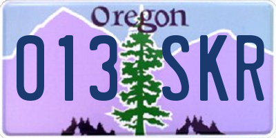 OR license plate 013SKR