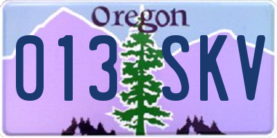OR license plate 013SKV