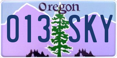 OR license plate 013SKY