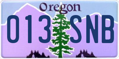 OR license plate 013SNB