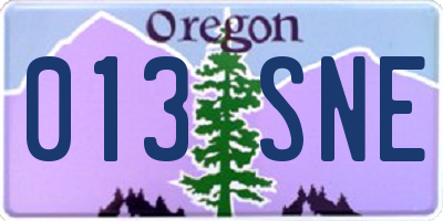 OR license plate 013SNE