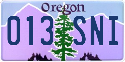 OR license plate 013SNI