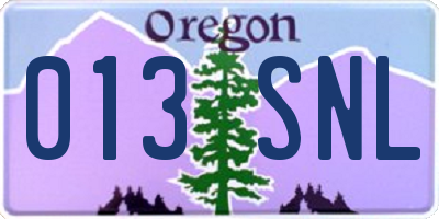 OR license plate 013SNL