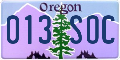 OR license plate 013SOC
