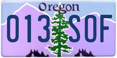 OR license plate 013SOF
