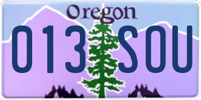 OR license plate 013SOU