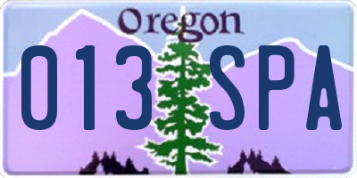 OR license plate 013SPA