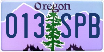 OR license plate 013SPB