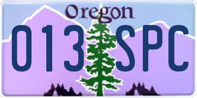 OR license plate 013SPC