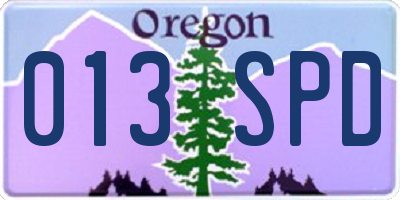 OR license plate 013SPD