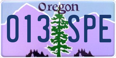 OR license plate 013SPE