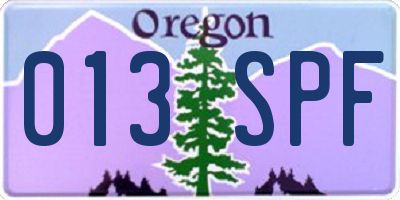 OR license plate 013SPF