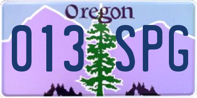 OR license plate 013SPG