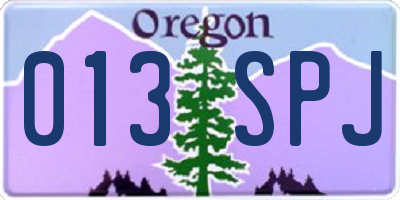 OR license plate 013SPJ