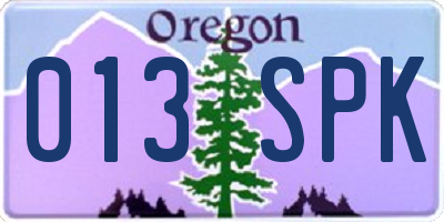OR license plate 013SPK