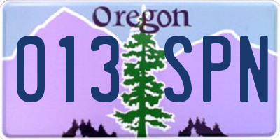 OR license plate 013SPN