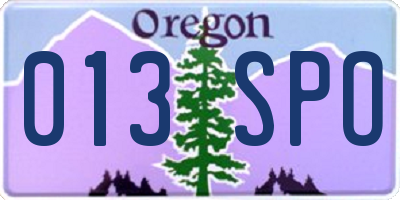 OR license plate 013SPO