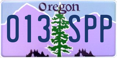 OR license plate 013SPP