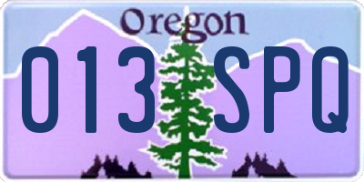 OR license plate 013SPQ