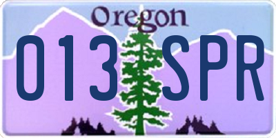 OR license plate 013SPR