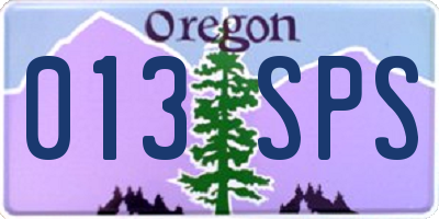 OR license plate 013SPS