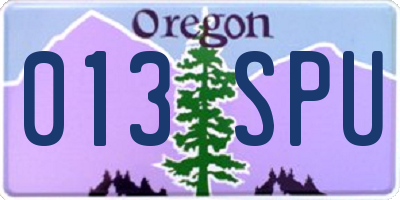 OR license plate 013SPU