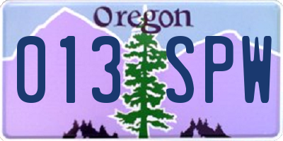 OR license plate 013SPW